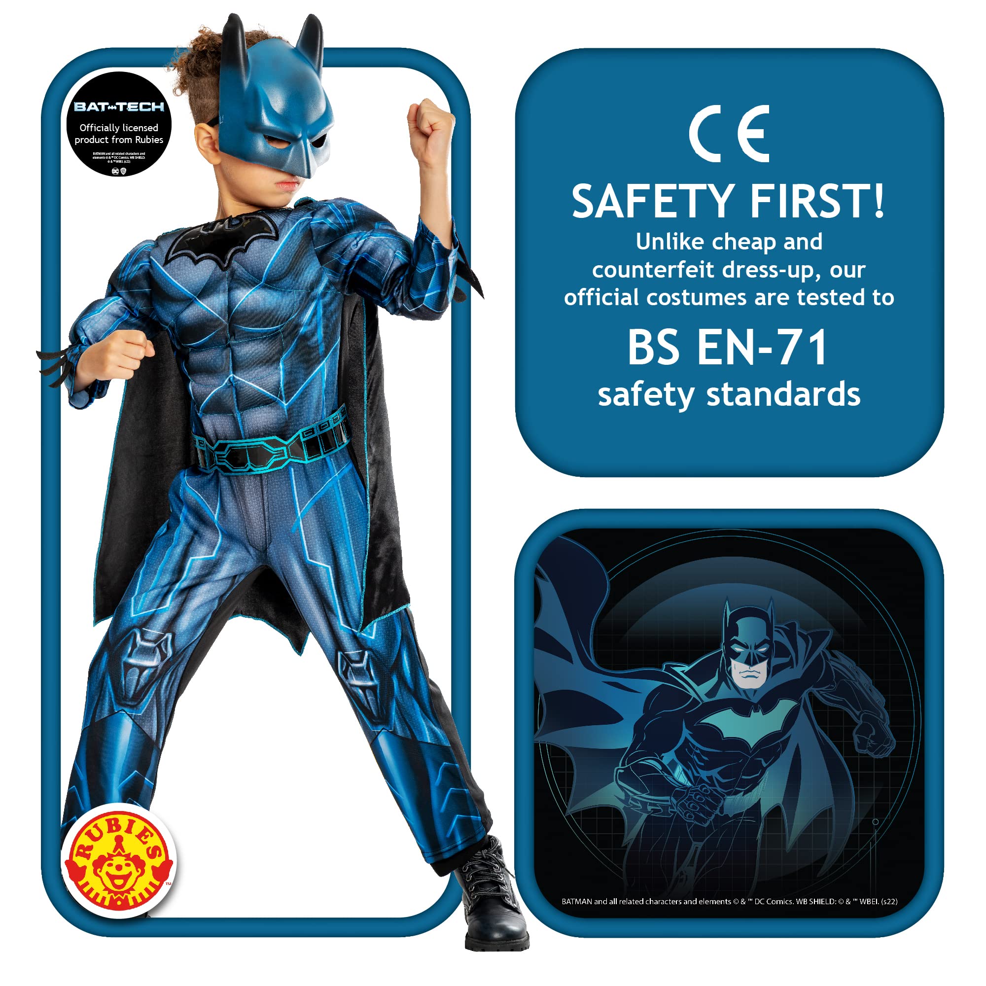 rubie-s-deluxe-bat-tech-batman-kost-m-3-4-jahre-kinder image 3