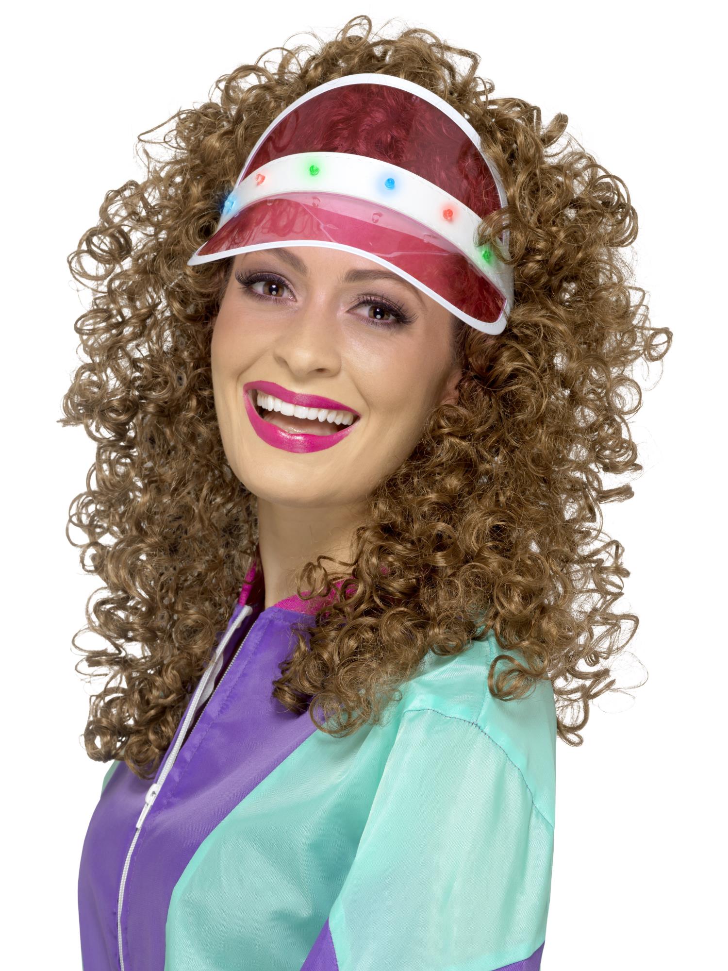 smiffys-fever-80s-light-up-visor-schirmm-tze-pink-led image 1