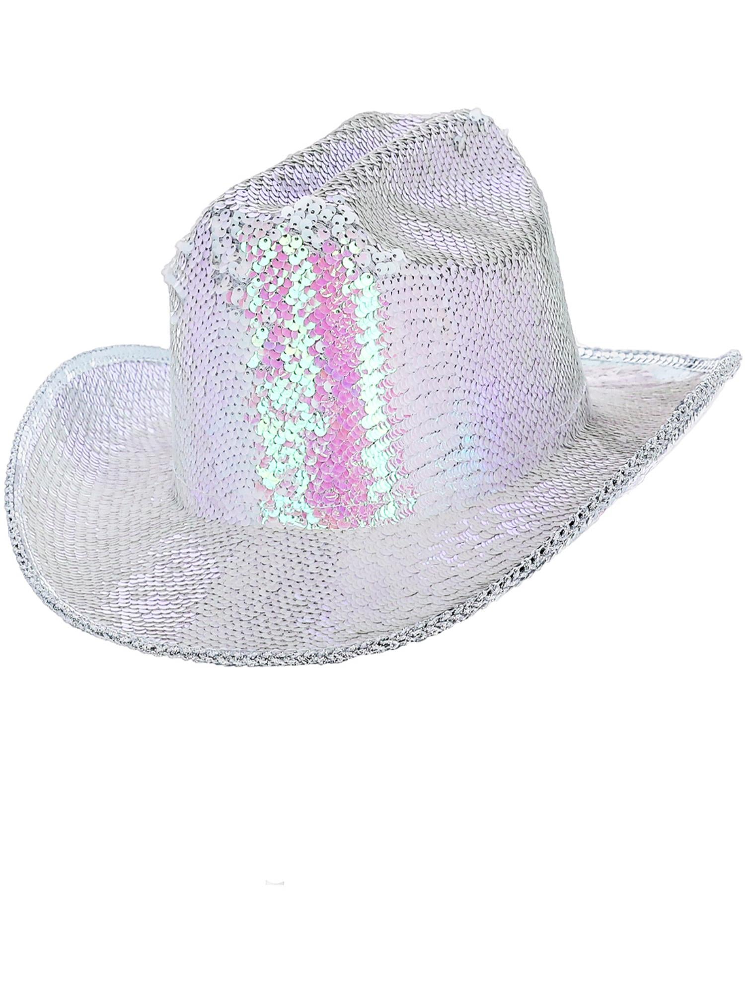 smiffys-fever-deluxe-sequin-cowboyhut-wei-pailletten image 1