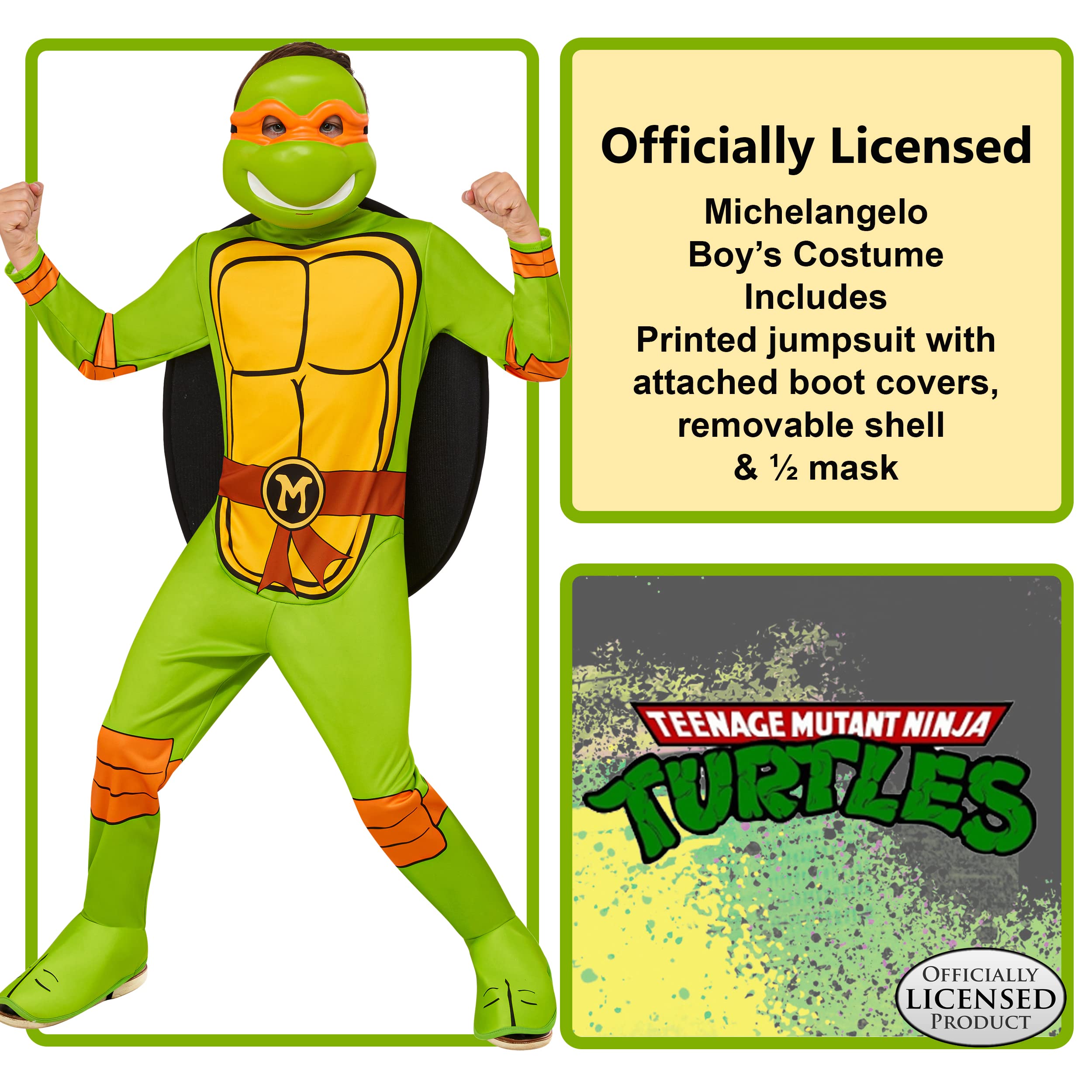 rubie-s-deluxe-turtles-michelangelo-kinderkost-m-gr-l-mit-panzer image 2