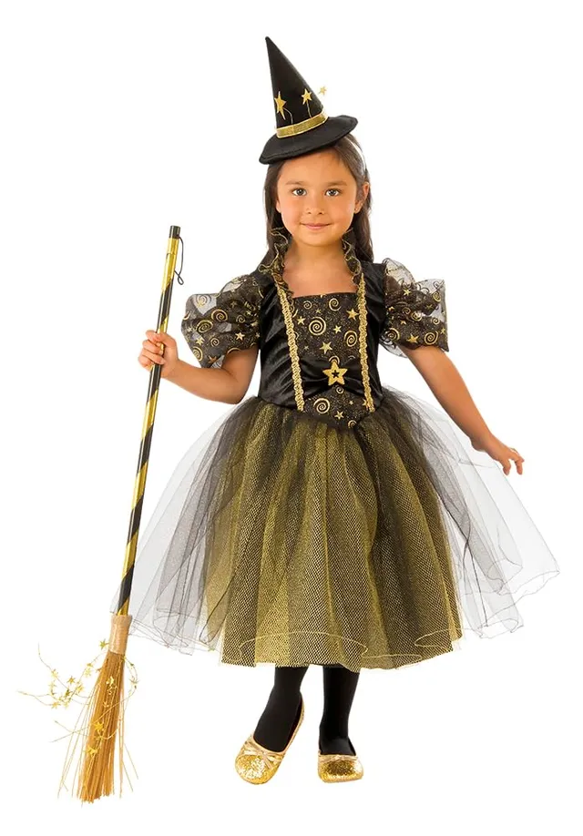rubie-s-deluxe-web-witch-hexenkost-m-gold-kinder-m image 1