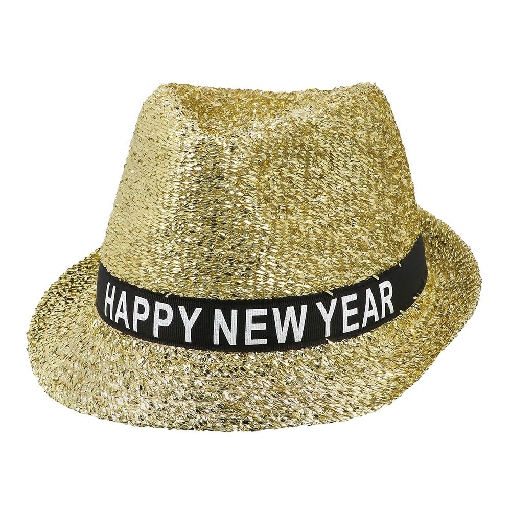 boland-headwear-happy-new-year-hut-gold-glitzer-fedora image 2