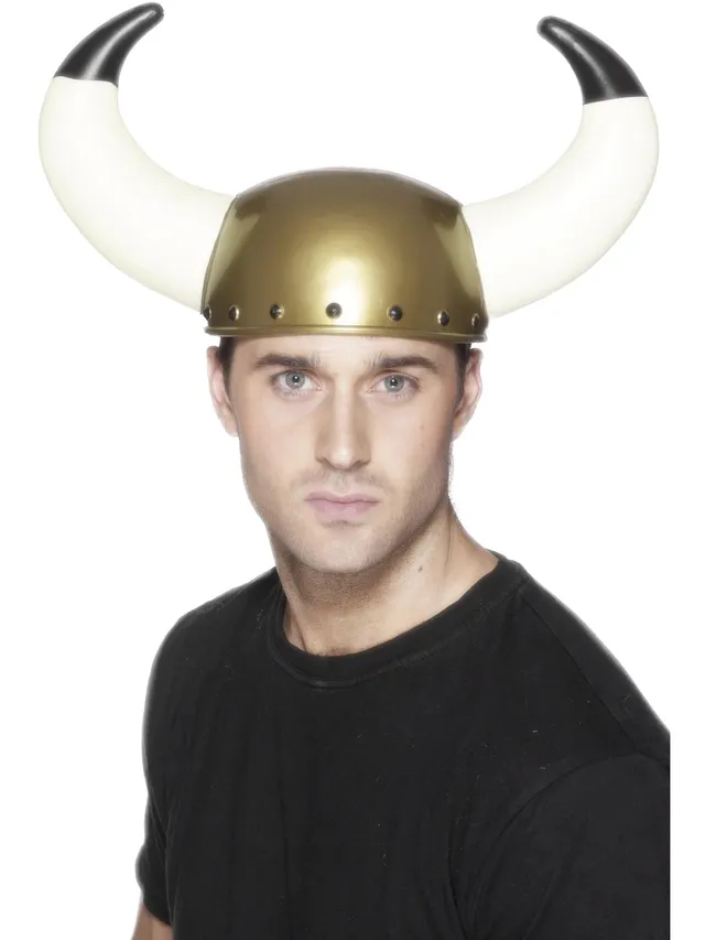 smiffys-fever-wikinger-helm-gold-mit-h-rnern-erwachsene image 1