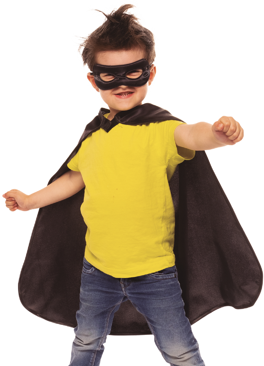 rubies-superheld-cape-schwarz-mit-maske-einheitsgr-e image 1