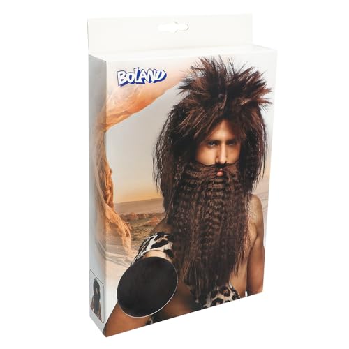 boland-wigs-steinzeit-per-cke-dunkelbraun-mit-bart-erwachsene image 8