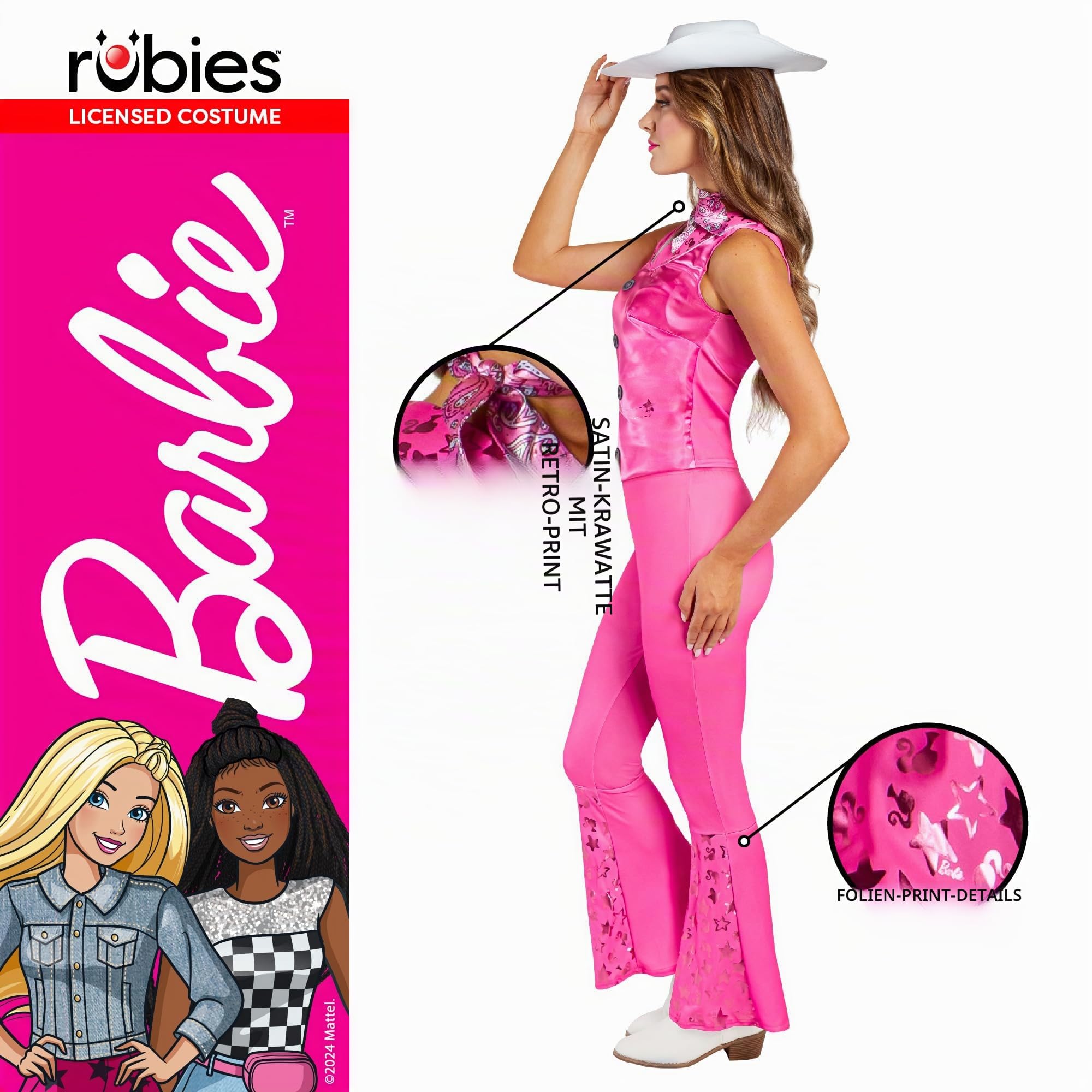 rubie-s-barbie-cowboy-kost-m-damen-14-16-rosa-deluxe image 3