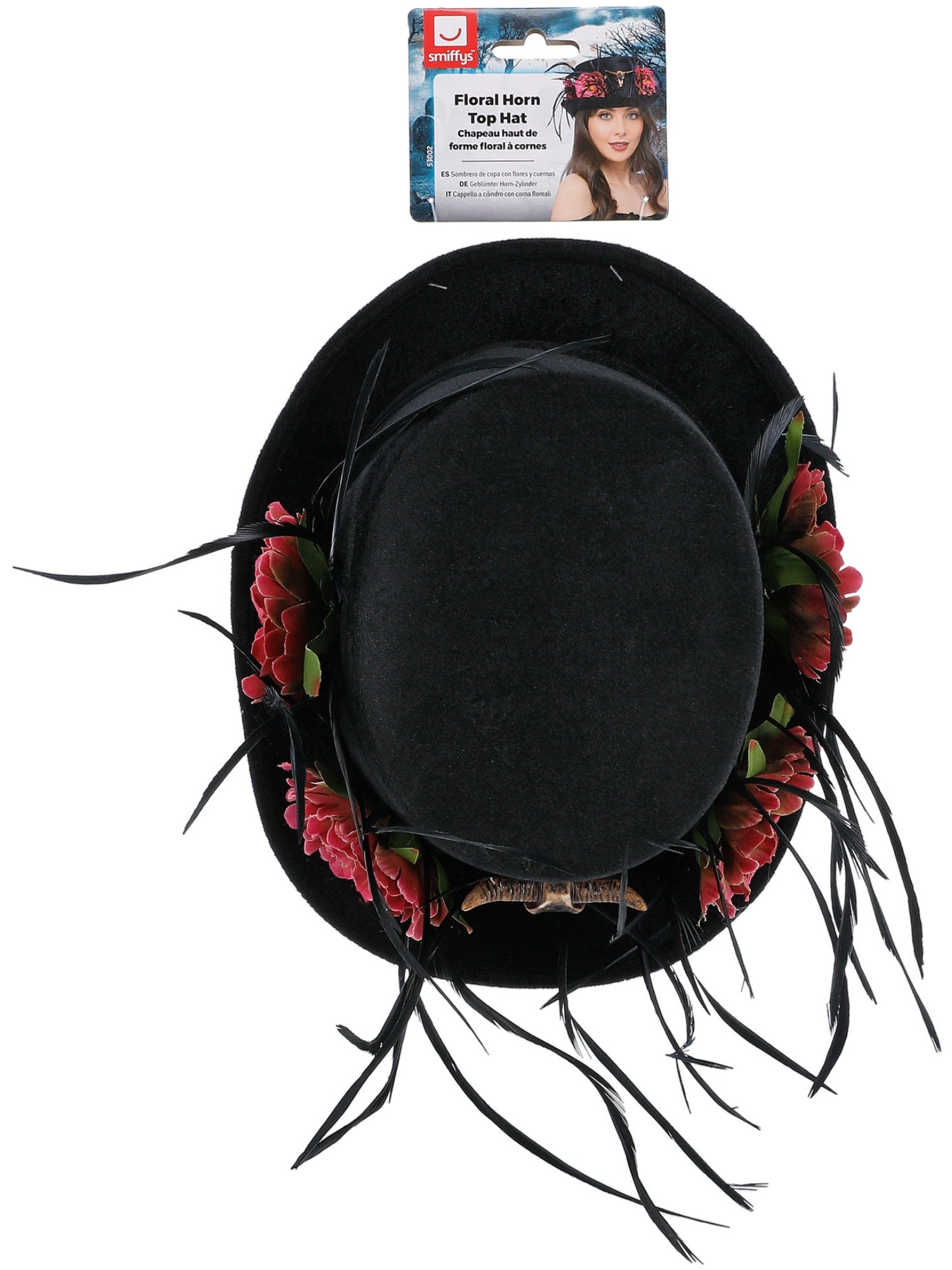 smiffys-fever-floral-horn-zylinder-schwarz-rosa-einheitsgr-e image 3