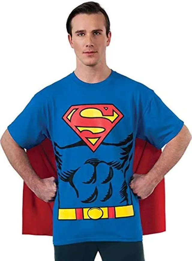 rubie-s-deluxe-superman-t-shirt-kost-m-herren-gr-e-l-mit-cape image 1
