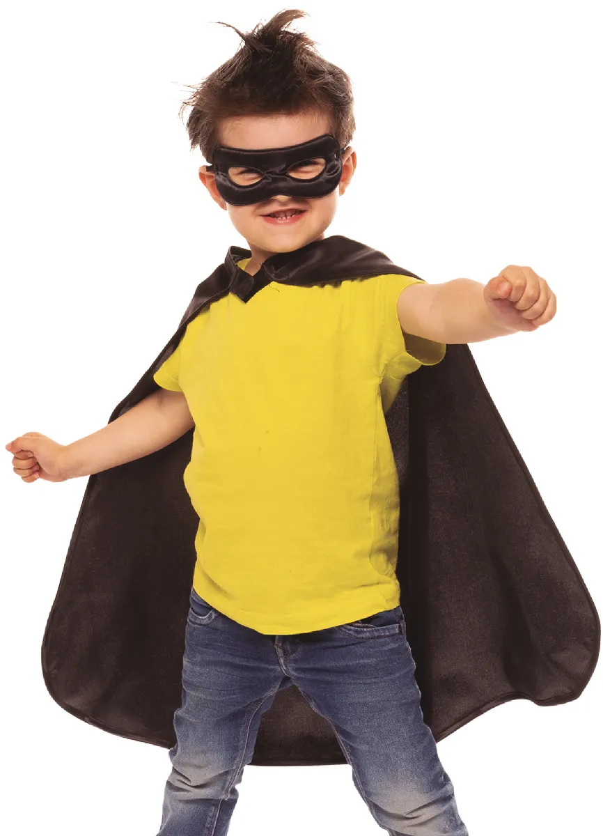 rubies-superheld-cape-schwarz-mit-maske-einheitsgr-e image 1