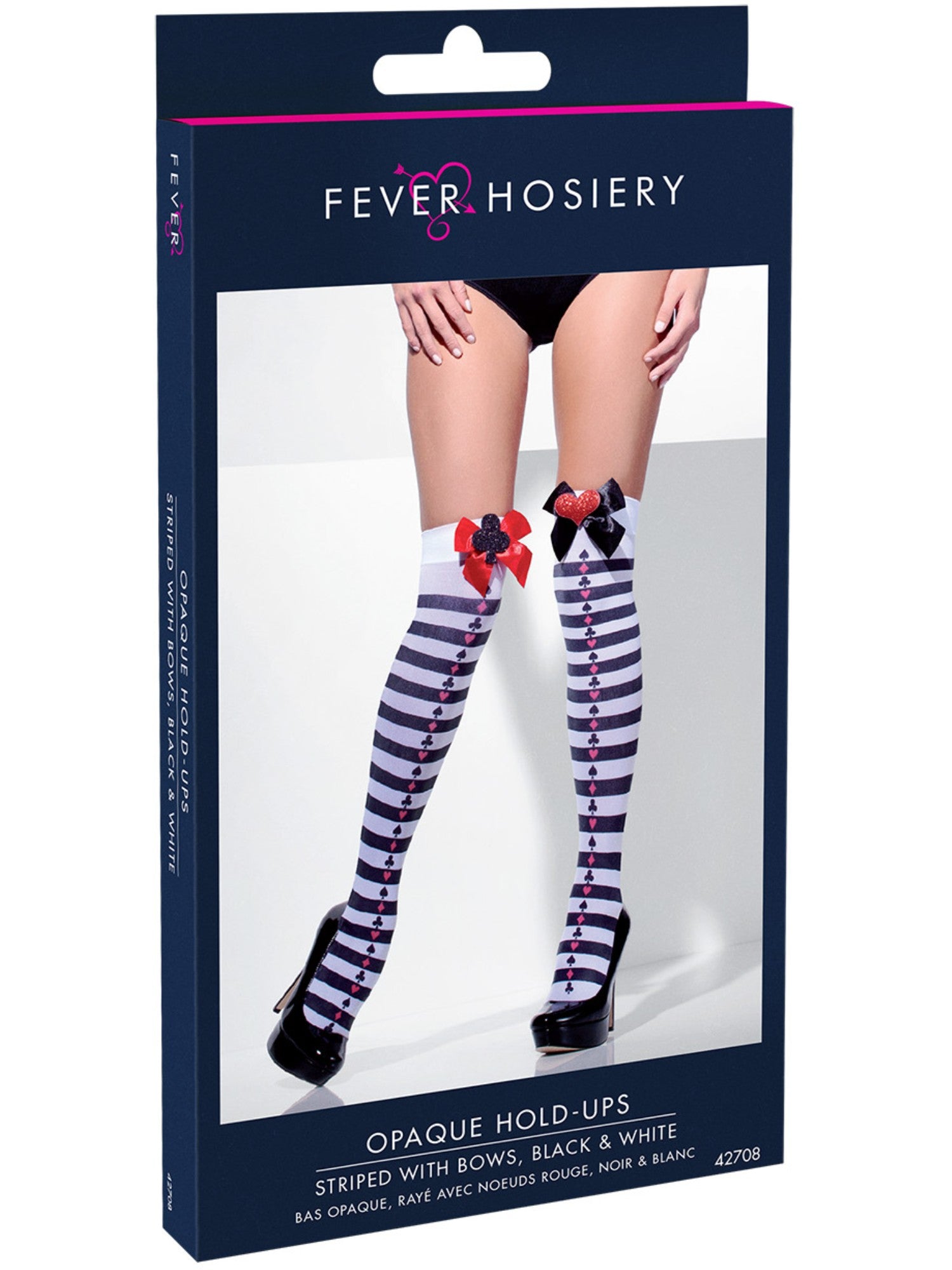 fever-hold-ups-damen-schwarz-wei-gestreift-rote-schleife image 3