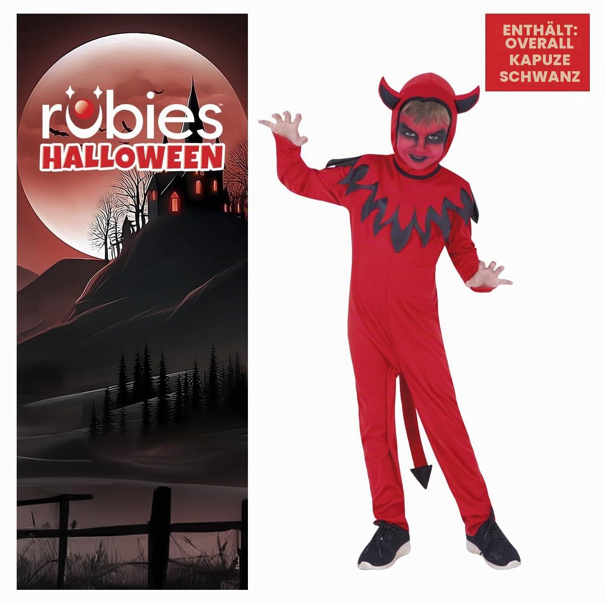 rubie-s-deluxe-teufel-kost-m-kinder-rot-jumpsuit-h-rner image 2