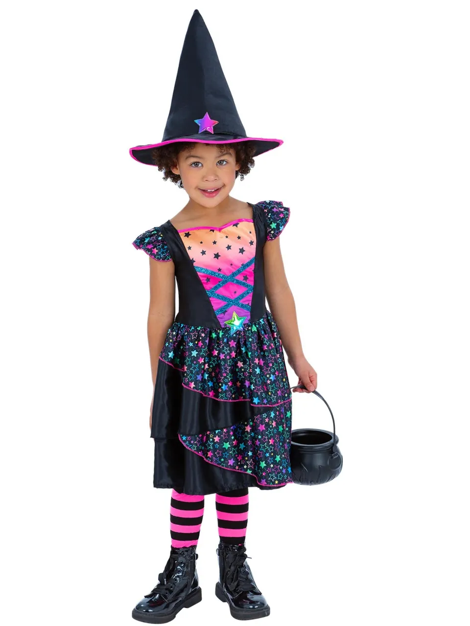 smiffys-fever-neon-star-witch-hexenkost-m-m-dchen-mit-hut image 1