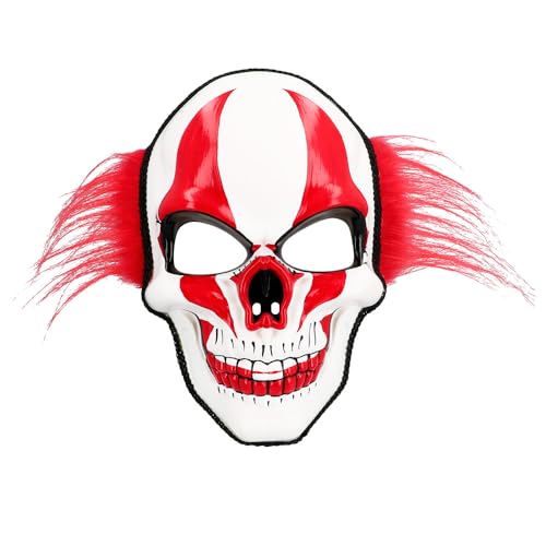 boland-72369-horror-clown-maske-mit-haaren-rot-wei image 6