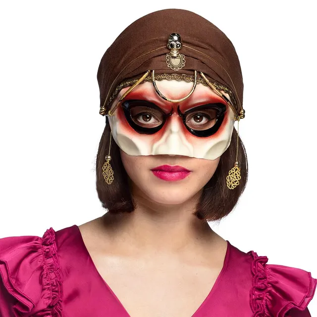 boland-maske-wahrsagerin-halbmaske-mit-kopftuch-braun image 1