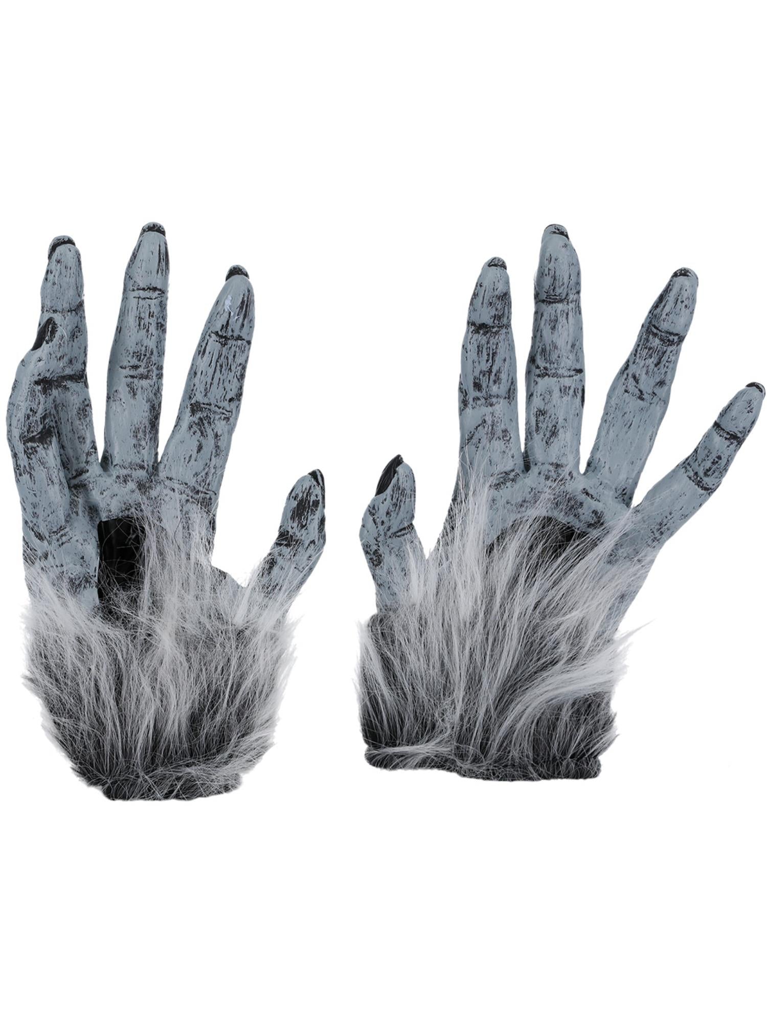 smiffys-fever-werwolf-handschuhe-grau-fell-krallen image 2
