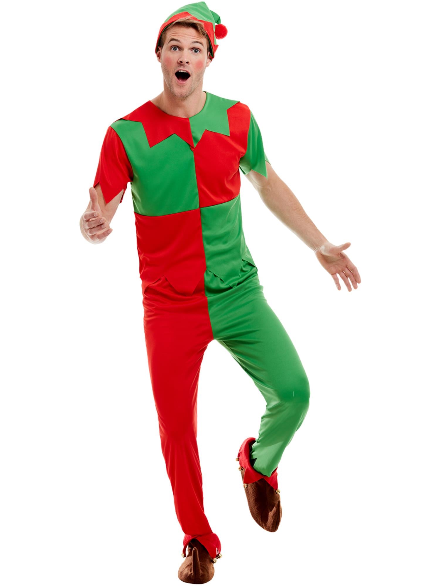 smiffys-fever-elf-kost-m-herren-rot-gr-n-gr-m image 1
