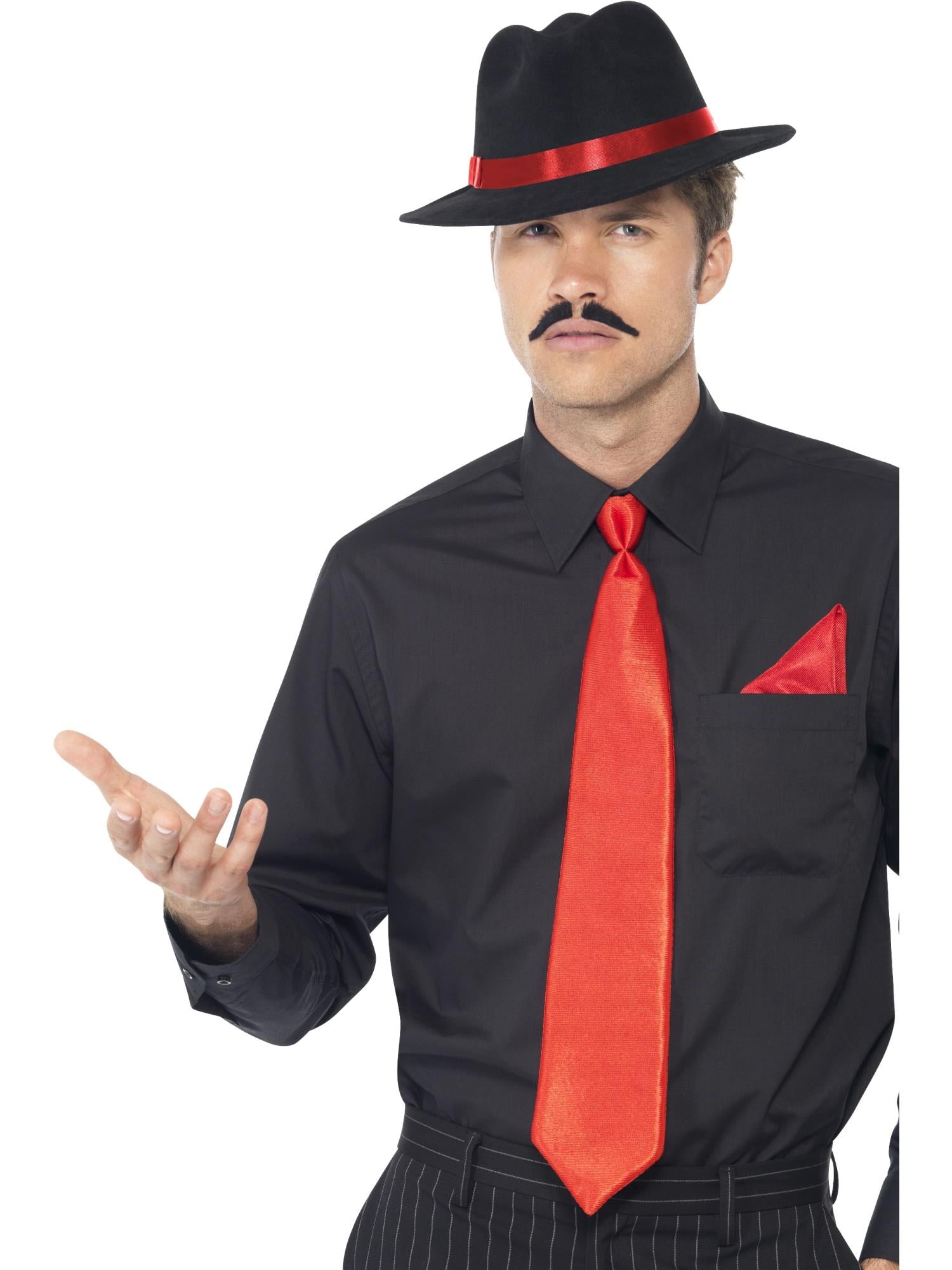 smiffys-fever-gangster-trilby-hut-krawatte-set-schwarz image 1