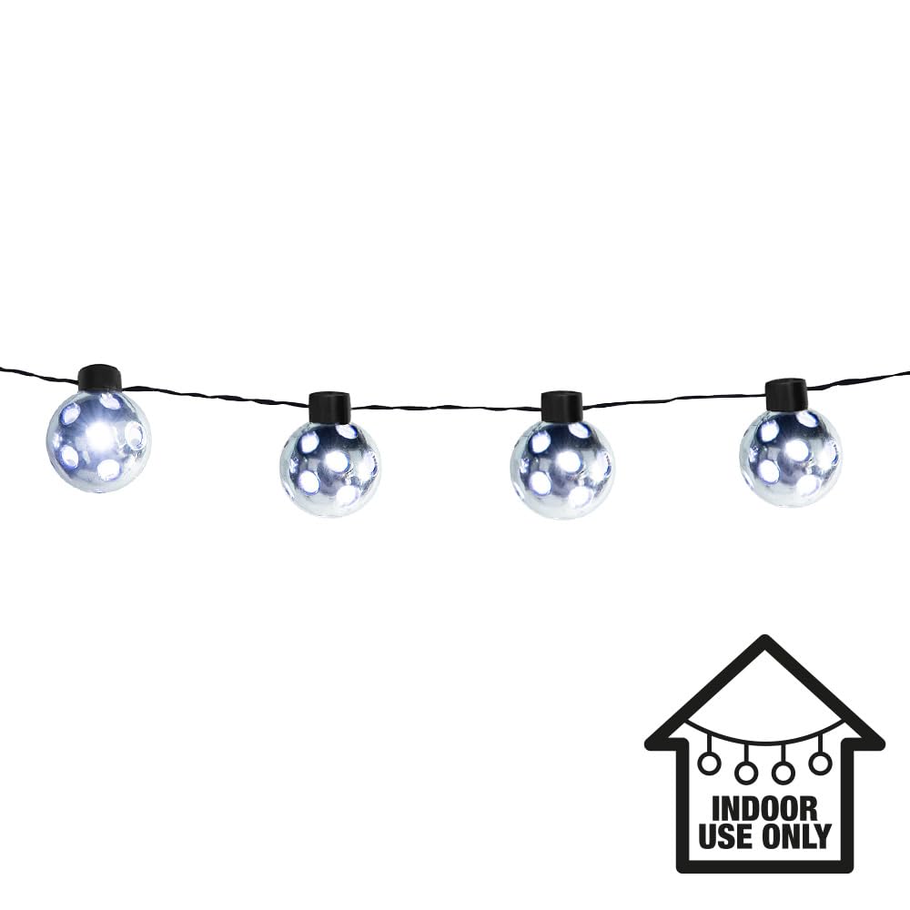 boland-led-lichterkette-discokugel-deko-silber-140cm image 2