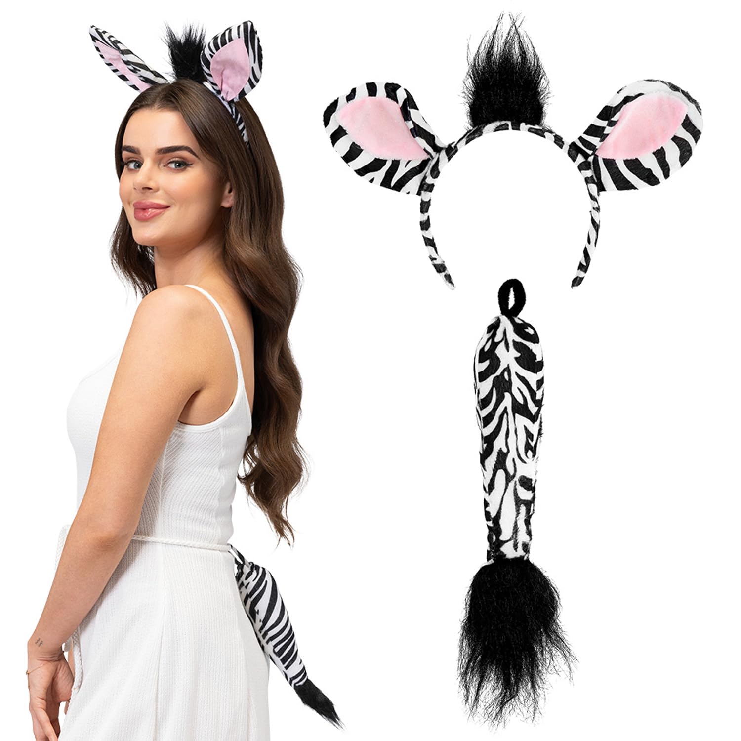 boland-accessories-tier-set-zebra-haarreif-schwanz-2-teilig image 2