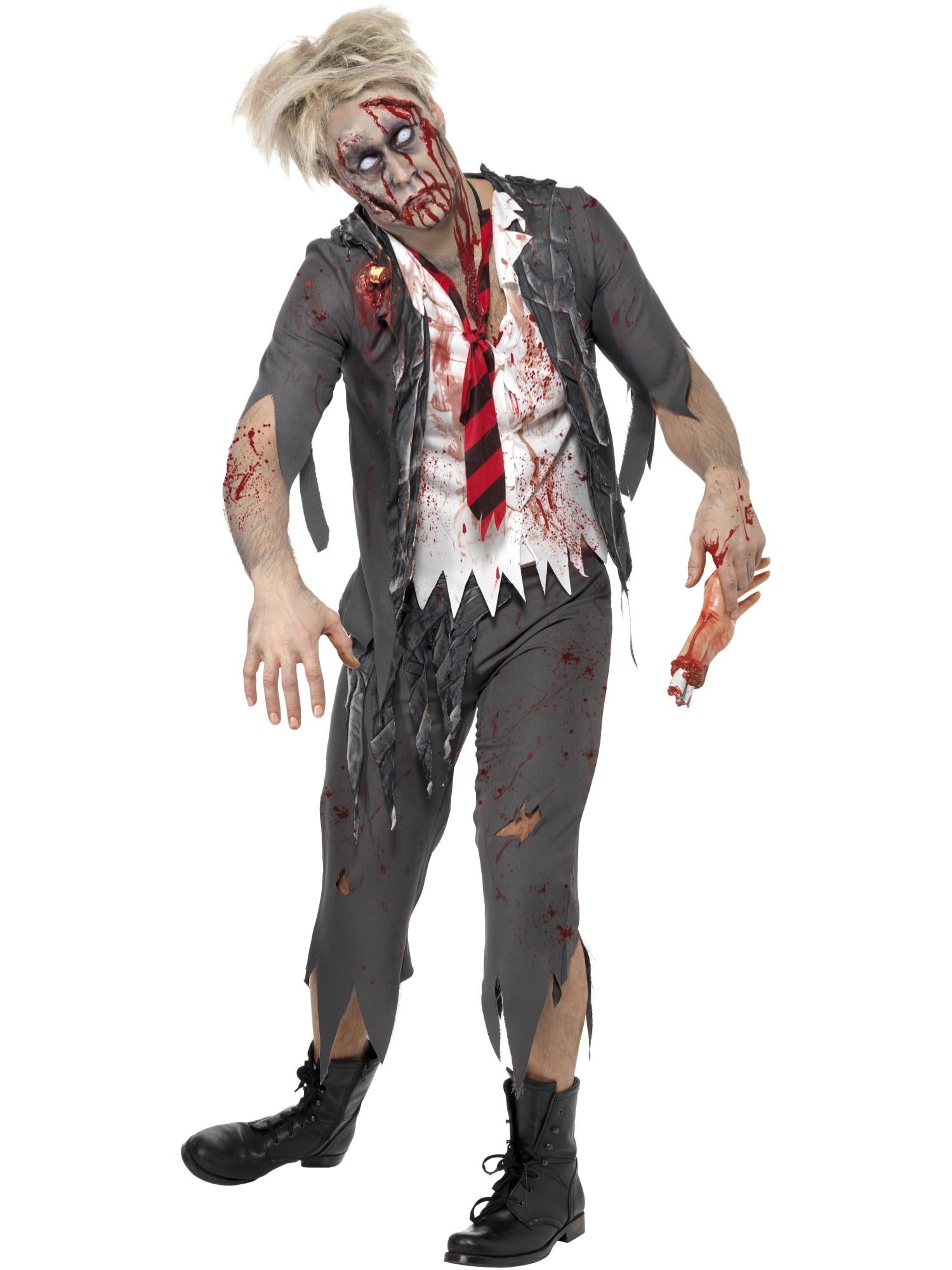 smiffys-fever-zombie-schoolboy-kost-m-herren-l-grau-blutig image 1