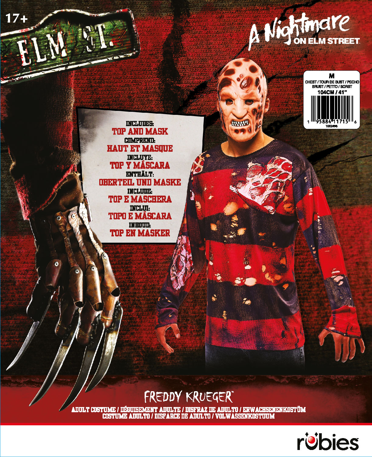 rubies-freddy-horror-kost-m-herren-gr-e-m-gestreift image 2