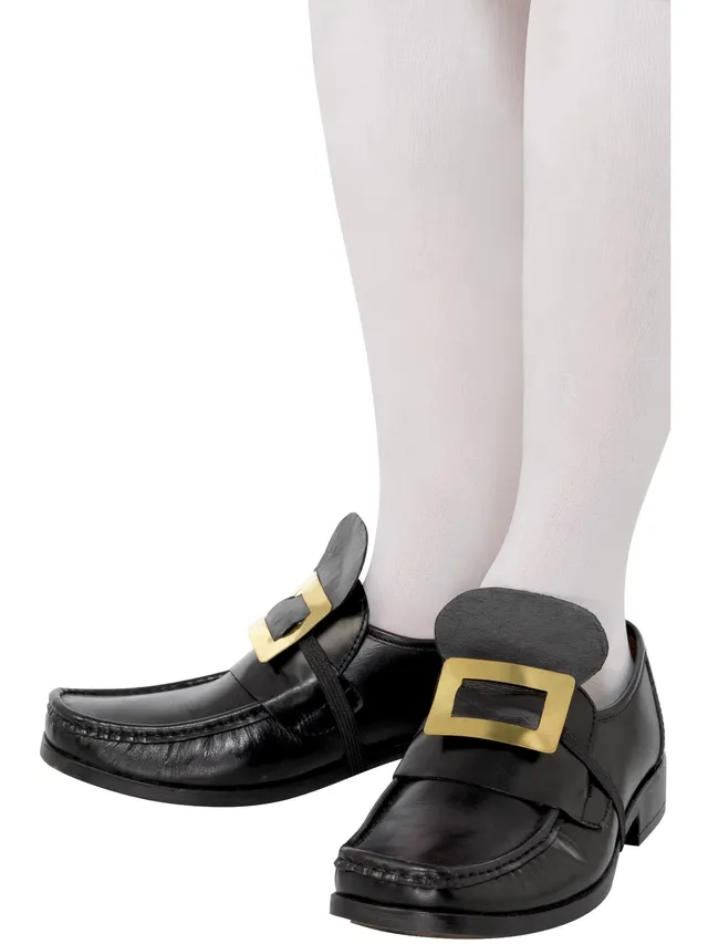 smiffys-fever-schuhschnallen-metall-schwarz-gold-1-paar image 1