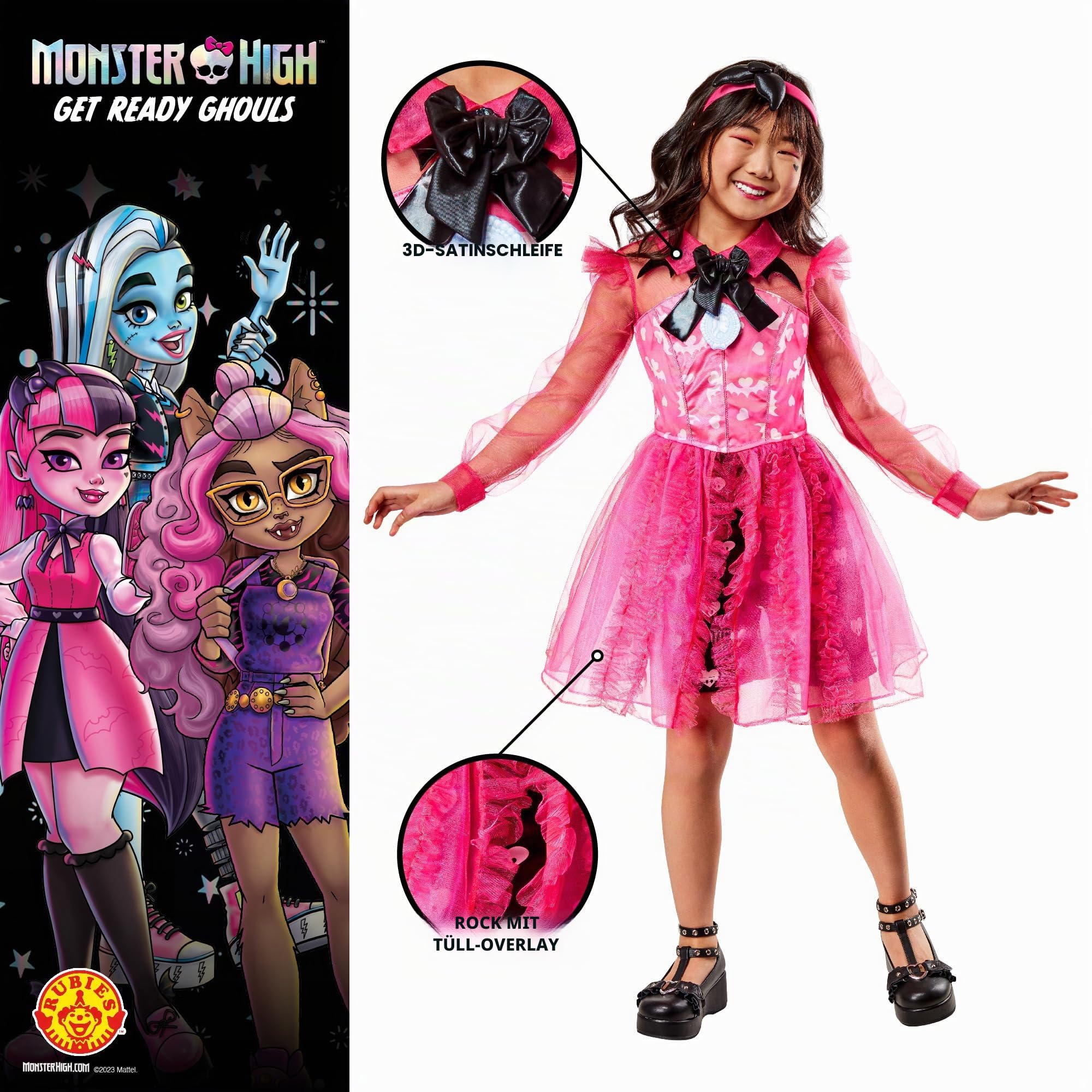 rubie-s-deluxe-monster-high-draculaura-kost-m-kinder-rosa image 3