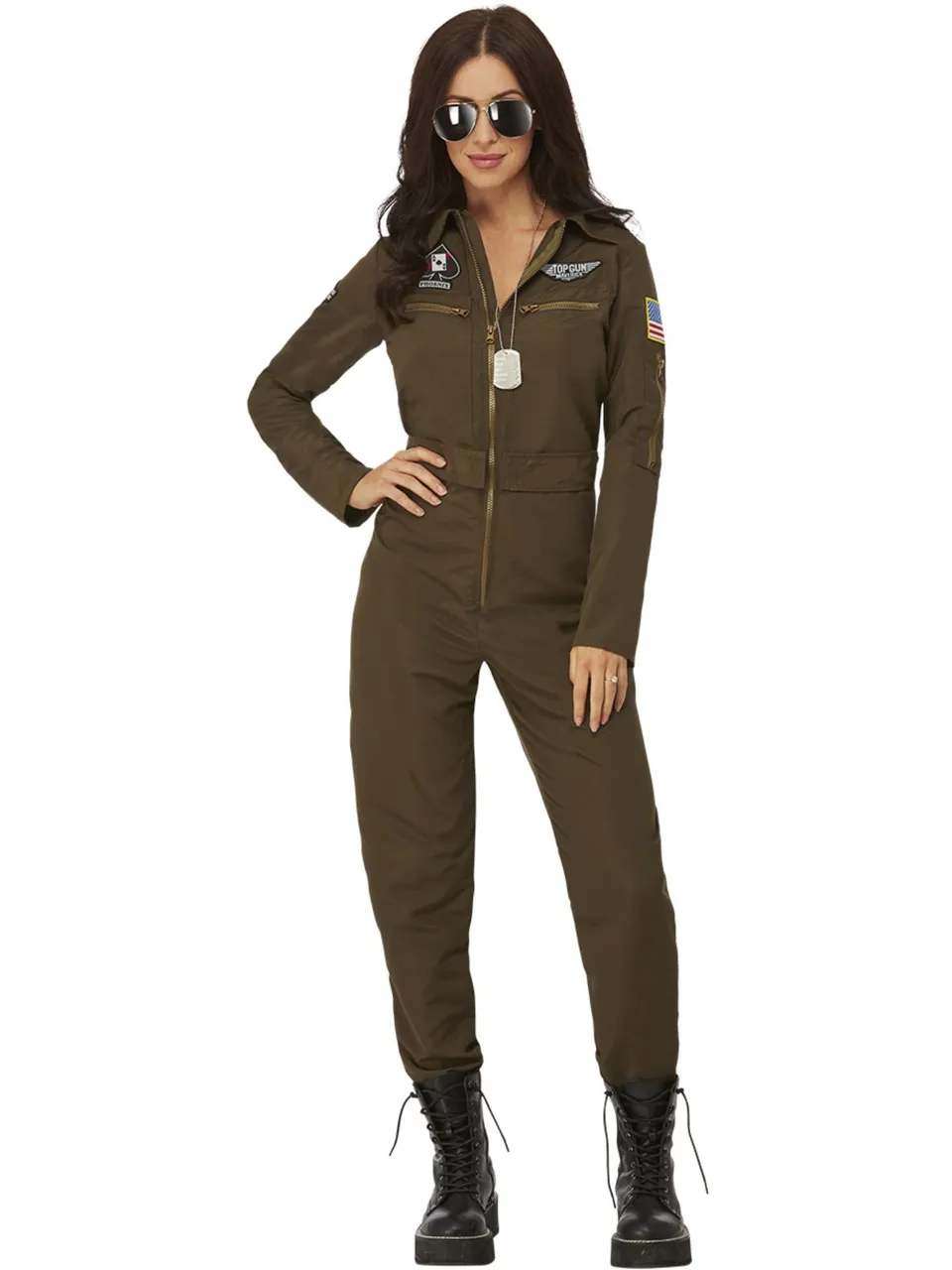 smiffys-fever-top-gun-maverick-pilotenkost-m-damen-gr-n image 1