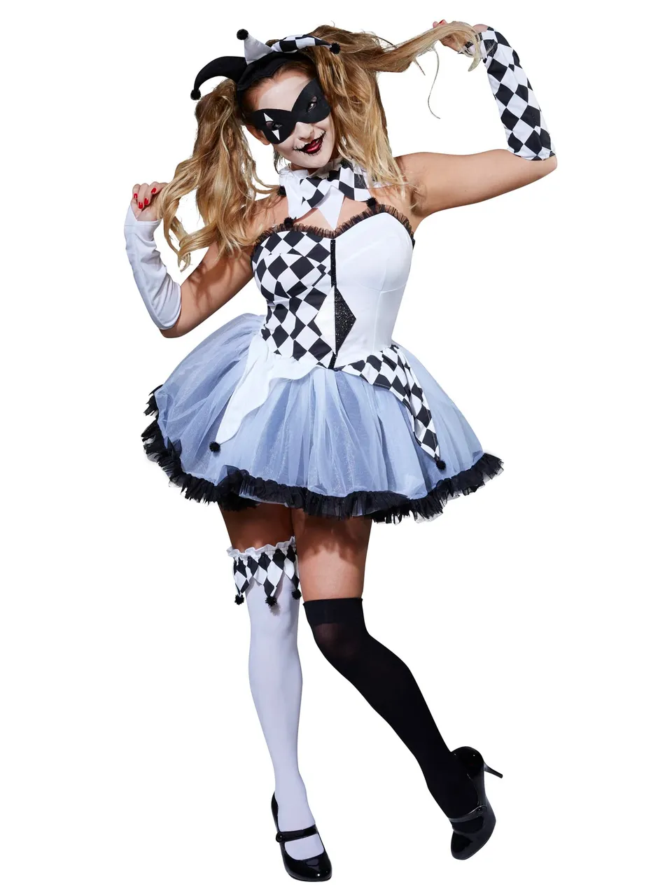 rubie-s-deluxe-jesterella-zirkus-kost-m-damen-xs-harlekin image 1