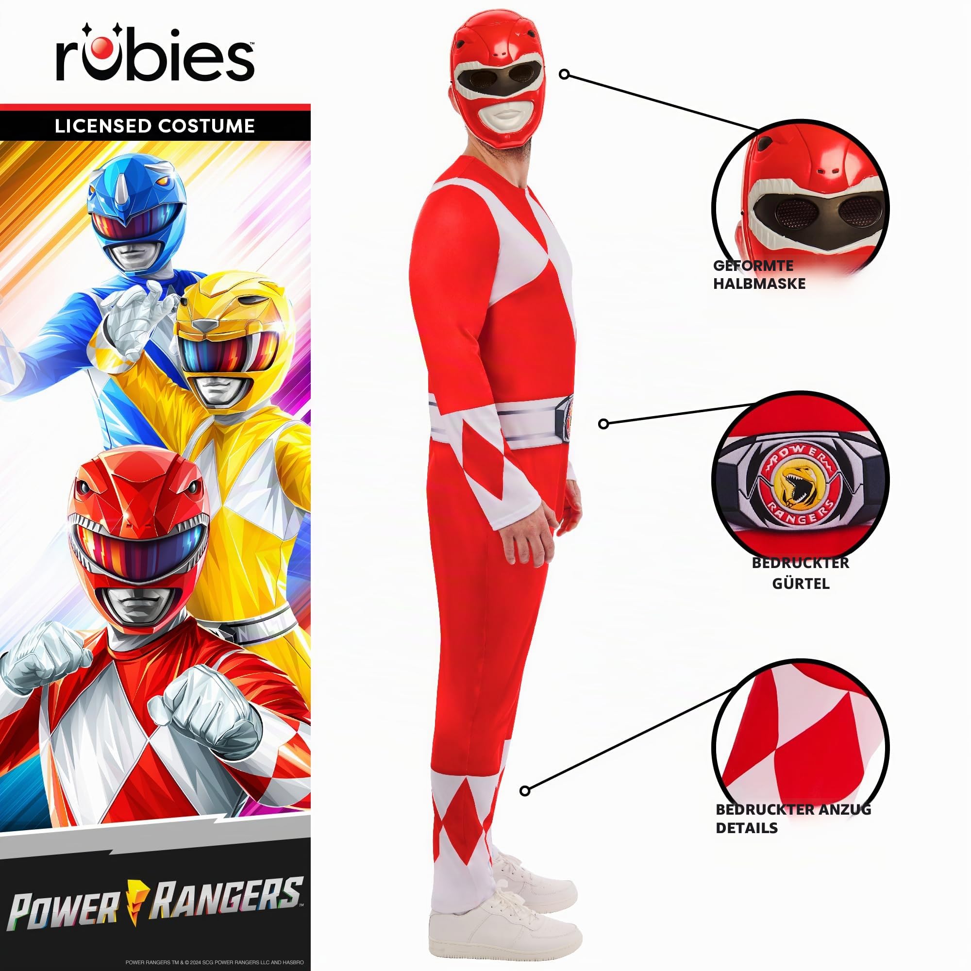 rubie-s-deluxe-power-rangers-red-ranger-kost-m-s-erwachsene image 3