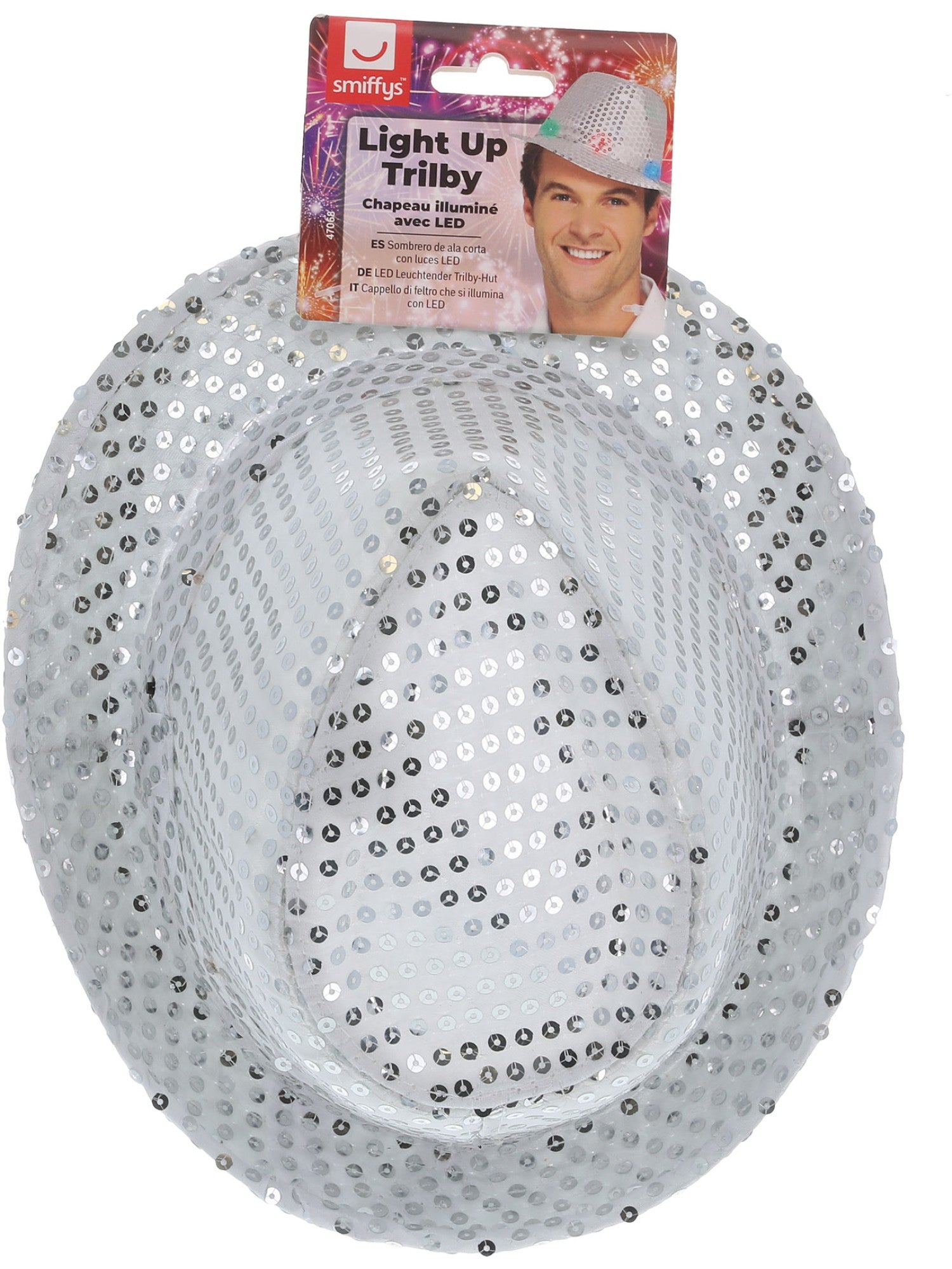 smiffys-fever-trilby-hut-silber-led-pailletten-einheitsgr-e image 2