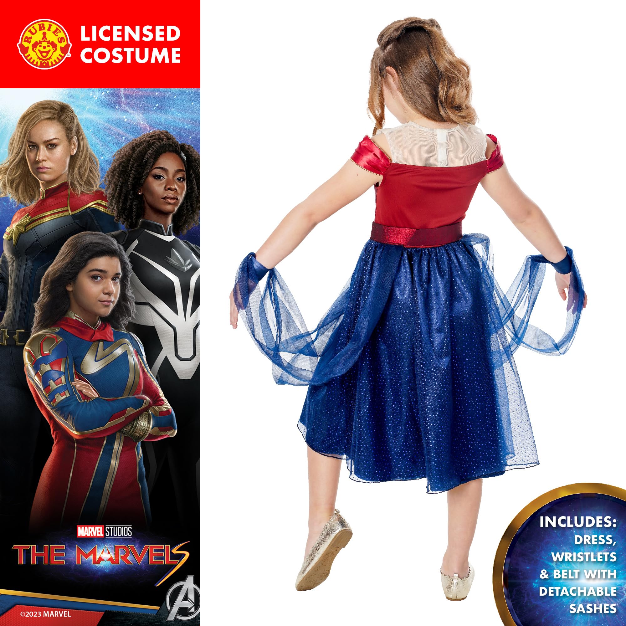 rubie-s-deluxe-captain-marvel-m-dchenkost-m-9-10-jahre-lizenziert image 2
