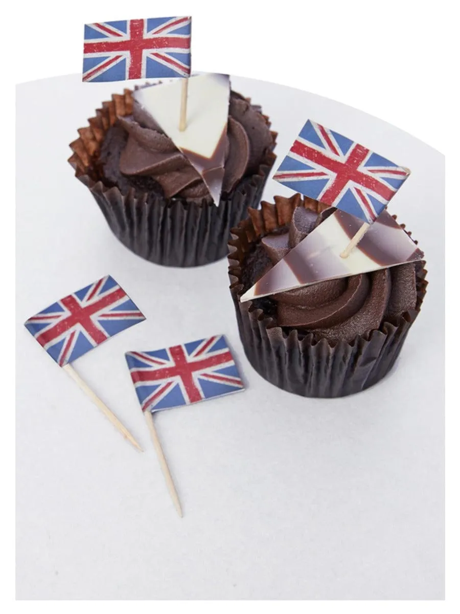 smiffys-fever-union-jack-cupcake-topper-vintage-muffin-deko image 1