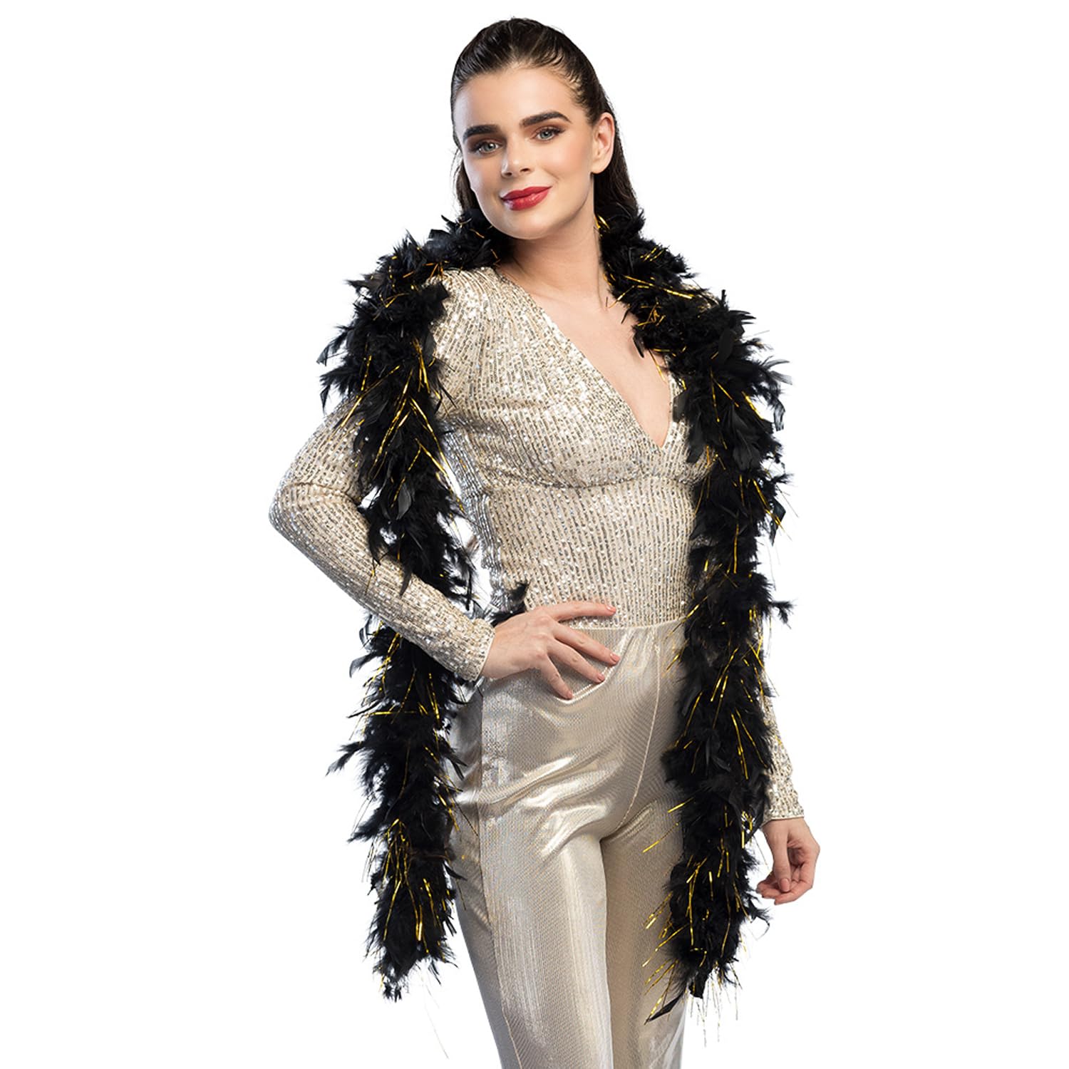 boland-federboa-schwarz-gold-180-cm-50-g-gatsby image 2