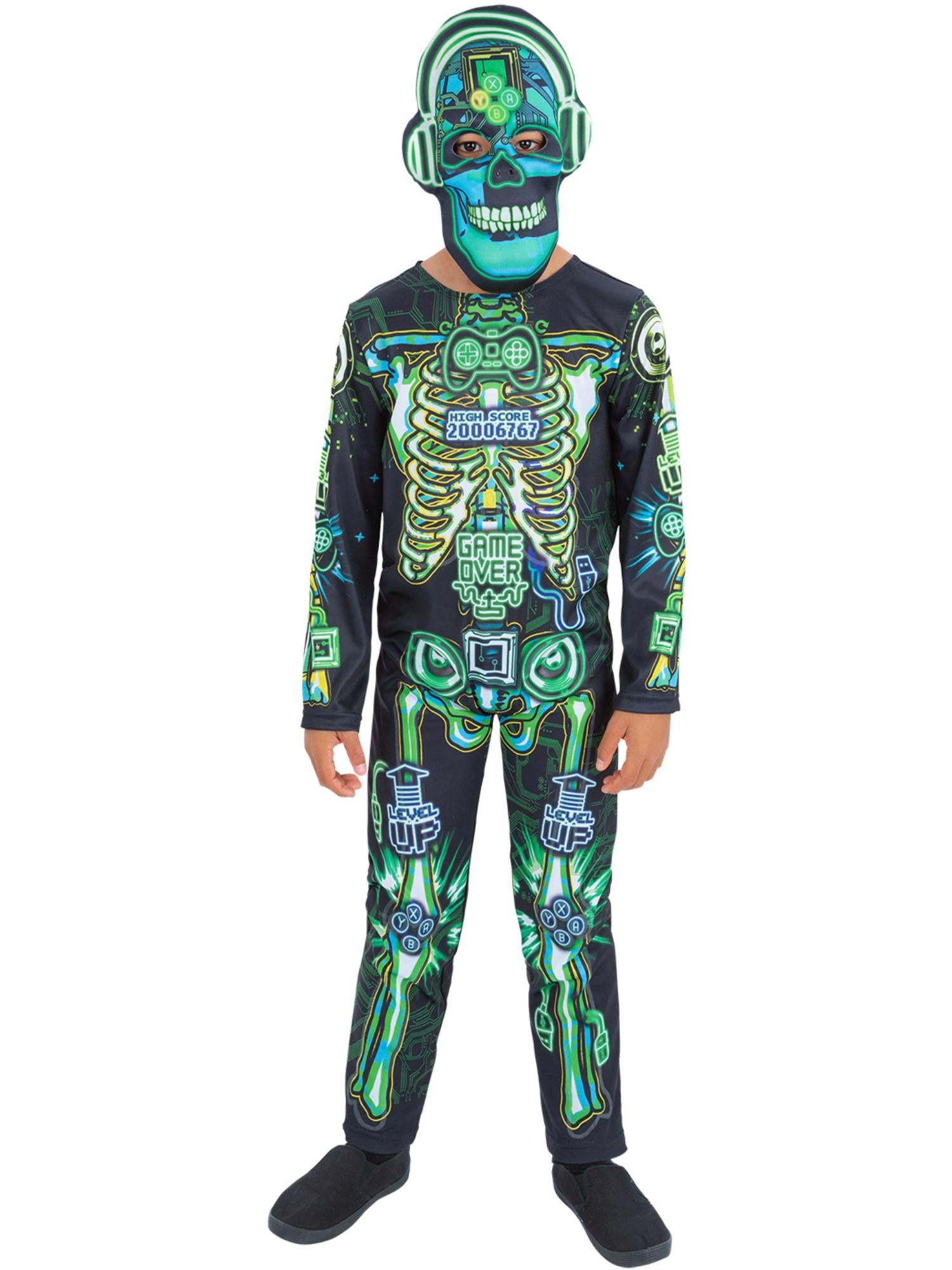 smiffys-fever-skelett-gamer-kost-m-jungen-leuchtend image 1
