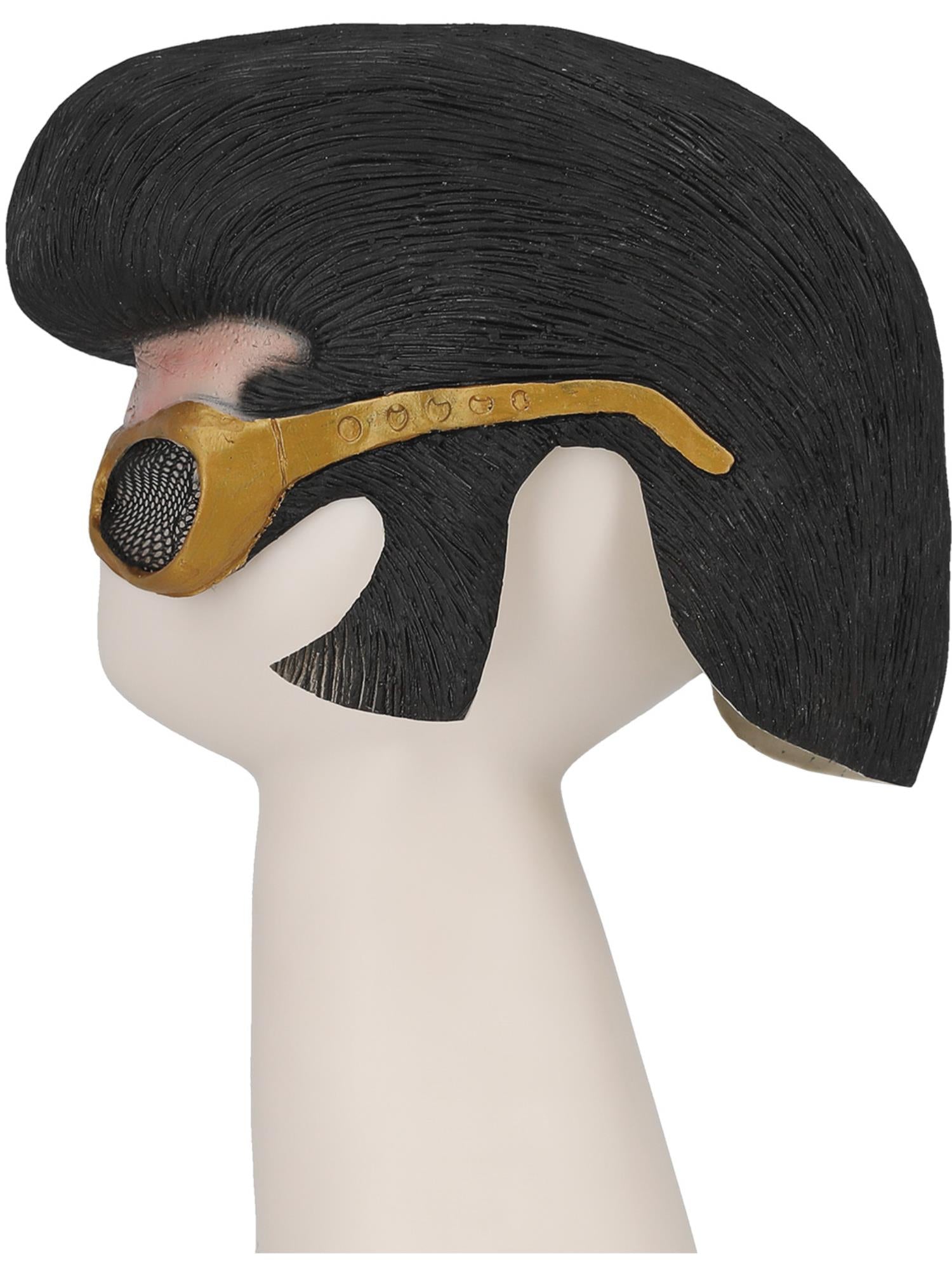 smiffys-fever-elvis-maske-mit-haaren-und-gold-brille-schwarz image 3