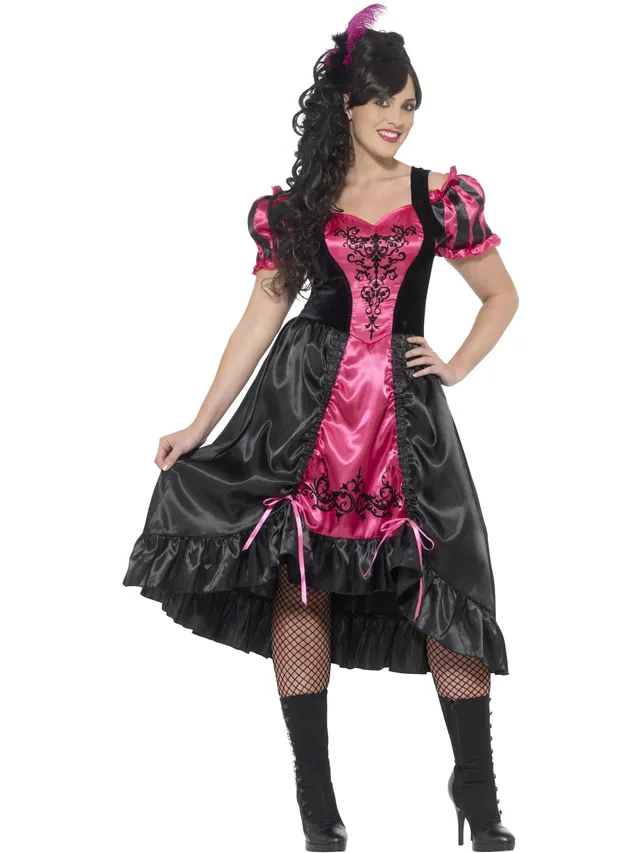 smiffys-fever-curves-saloon-kost-m-pink-schwarz-plus-kleid image 1
