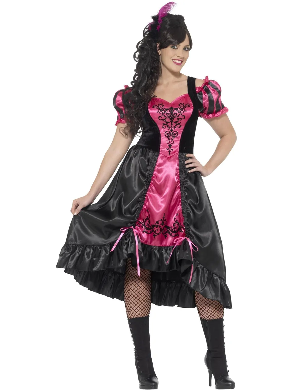 smiffys-fever-curves-saloon-kost-m-pink-schwarz-plus-kleid image 1