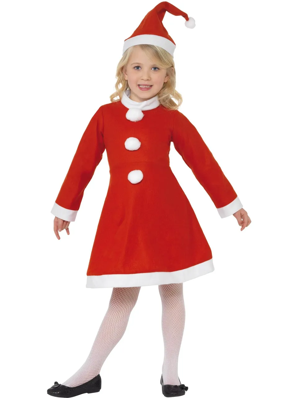 smiffys-fever-santa-girl-kost-m-kleid-m-tze-rot-kinder image 1