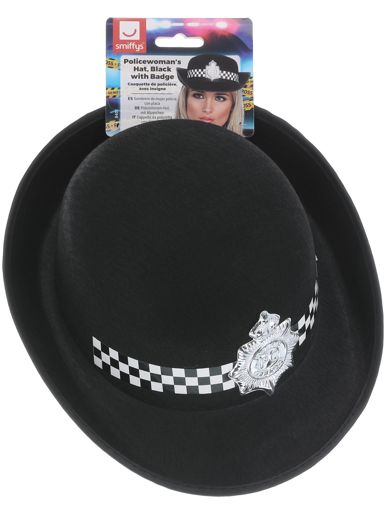 smiffys-fever-polizistenm-tze-damen-schwarz-mit-abzeichen image 2
