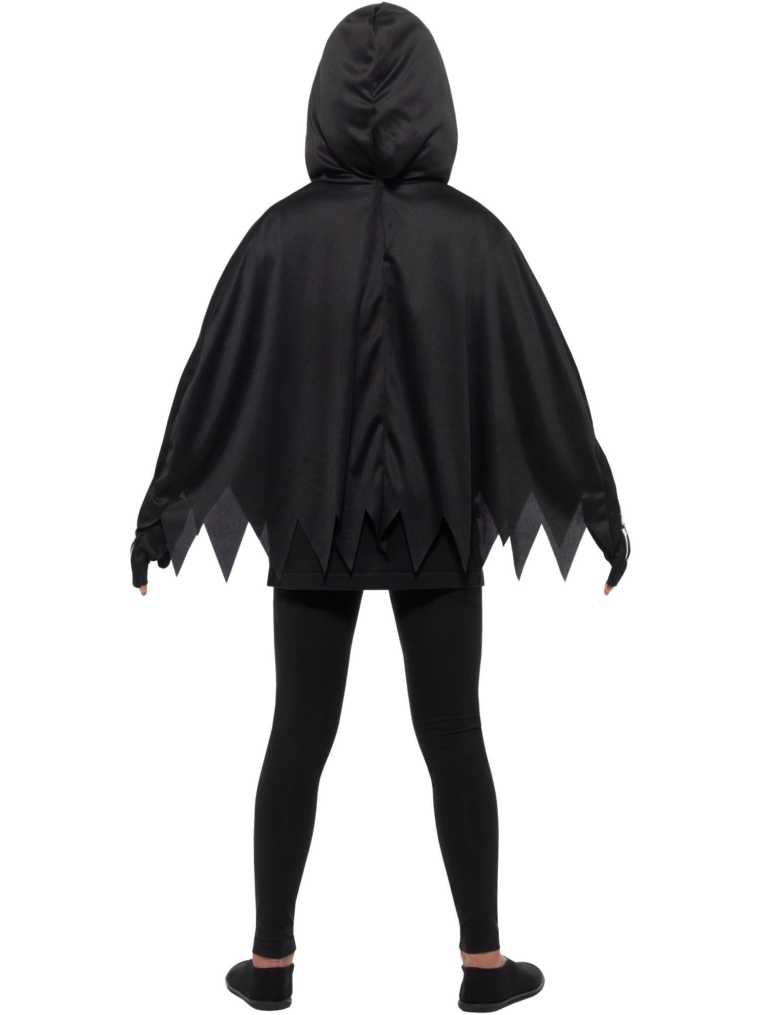 smiffys-fever-skelett-poncho-kinder-schwarz-mit-handschuhen image 2