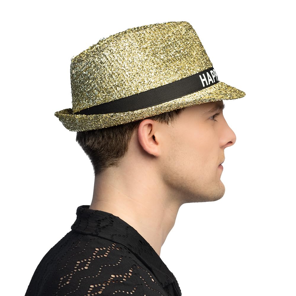 boland-headwear-happy-new-year-hut-gold-glitzer-fedora image 4