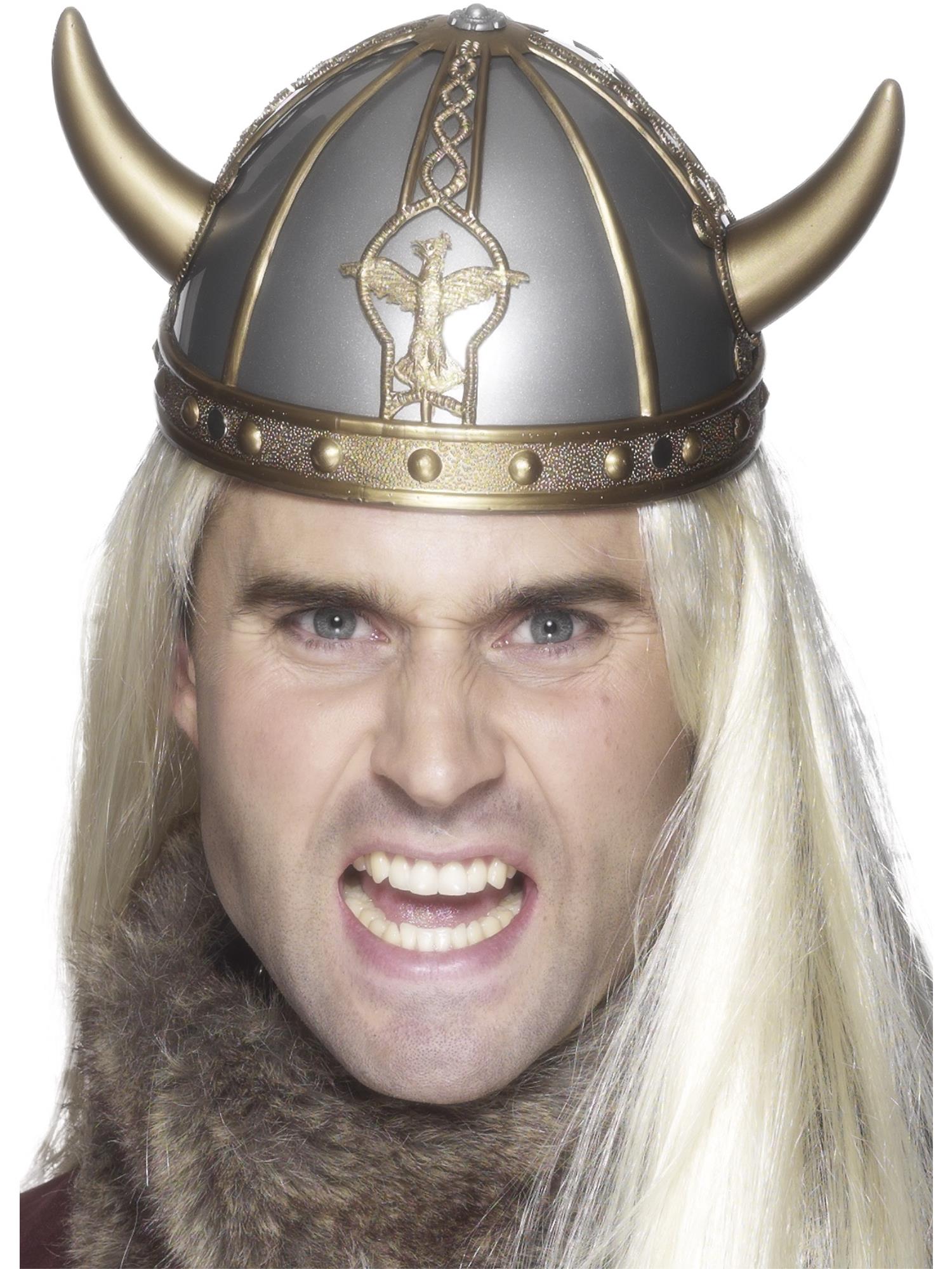 smiffys-fever-wikingerhelm-silber-gold-h-rner-helm image 1