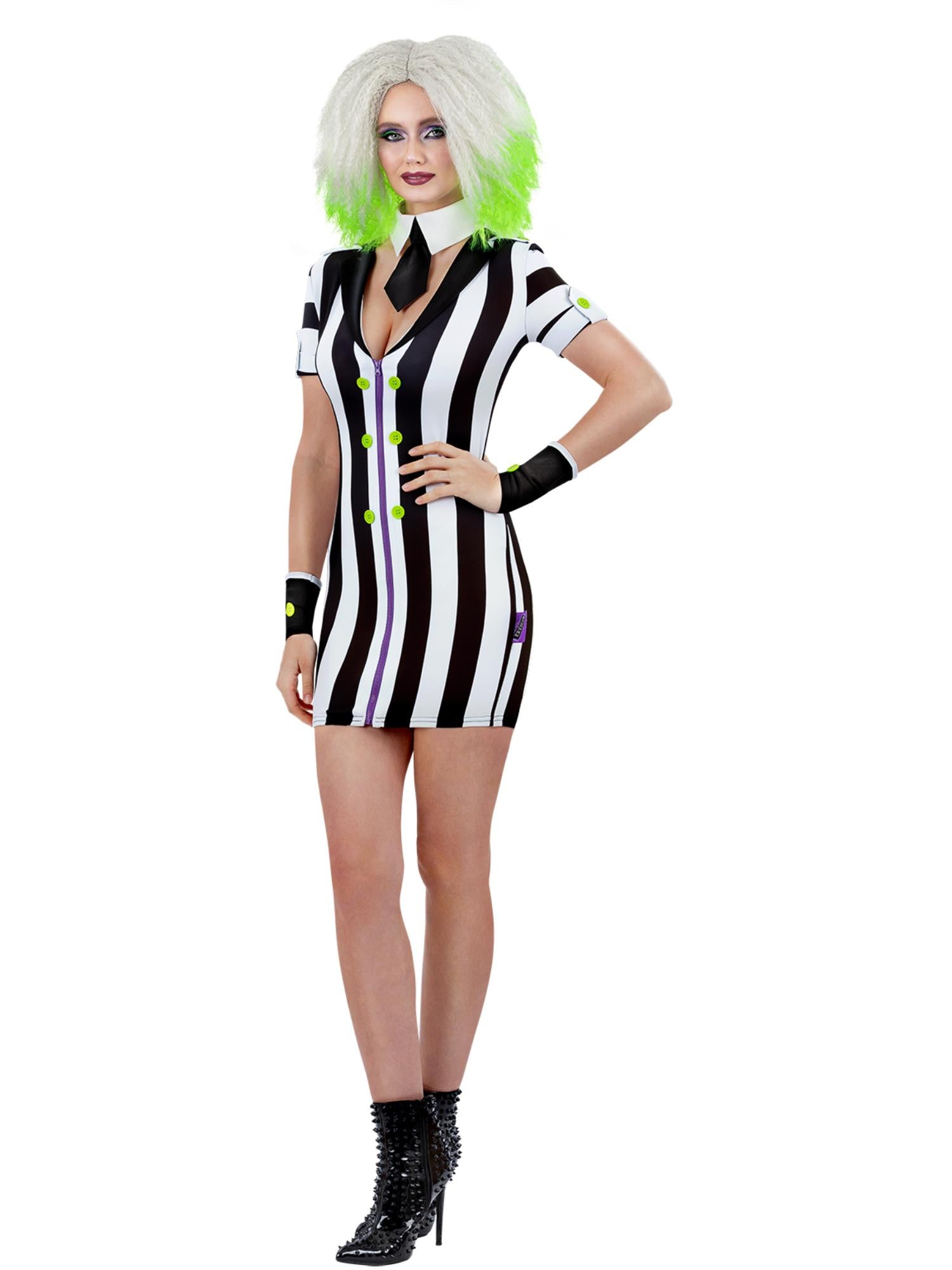 smiffys-fever-beetlejuice-hemdkleid-kost-m-damen-m-gestreift image 4
