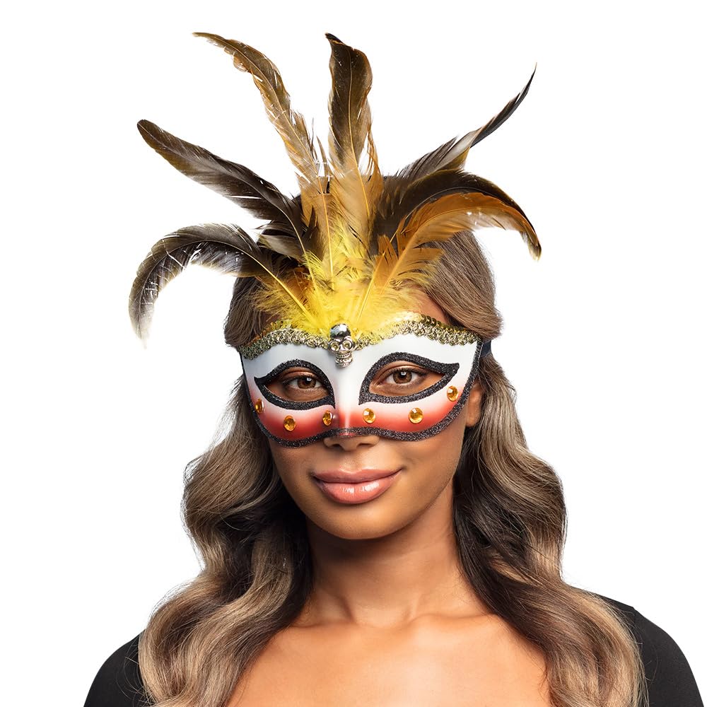 boland-masks-voodoo-zauberer-augenmaske-federn-schwarz image 1