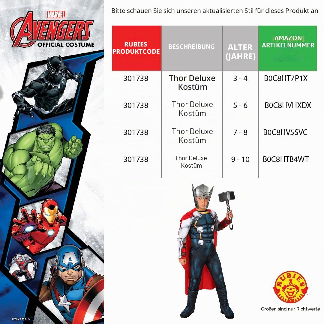 rubie-s-deluxe-thor-kinderkost-m-3-4-jahre-mit-hammer image 4