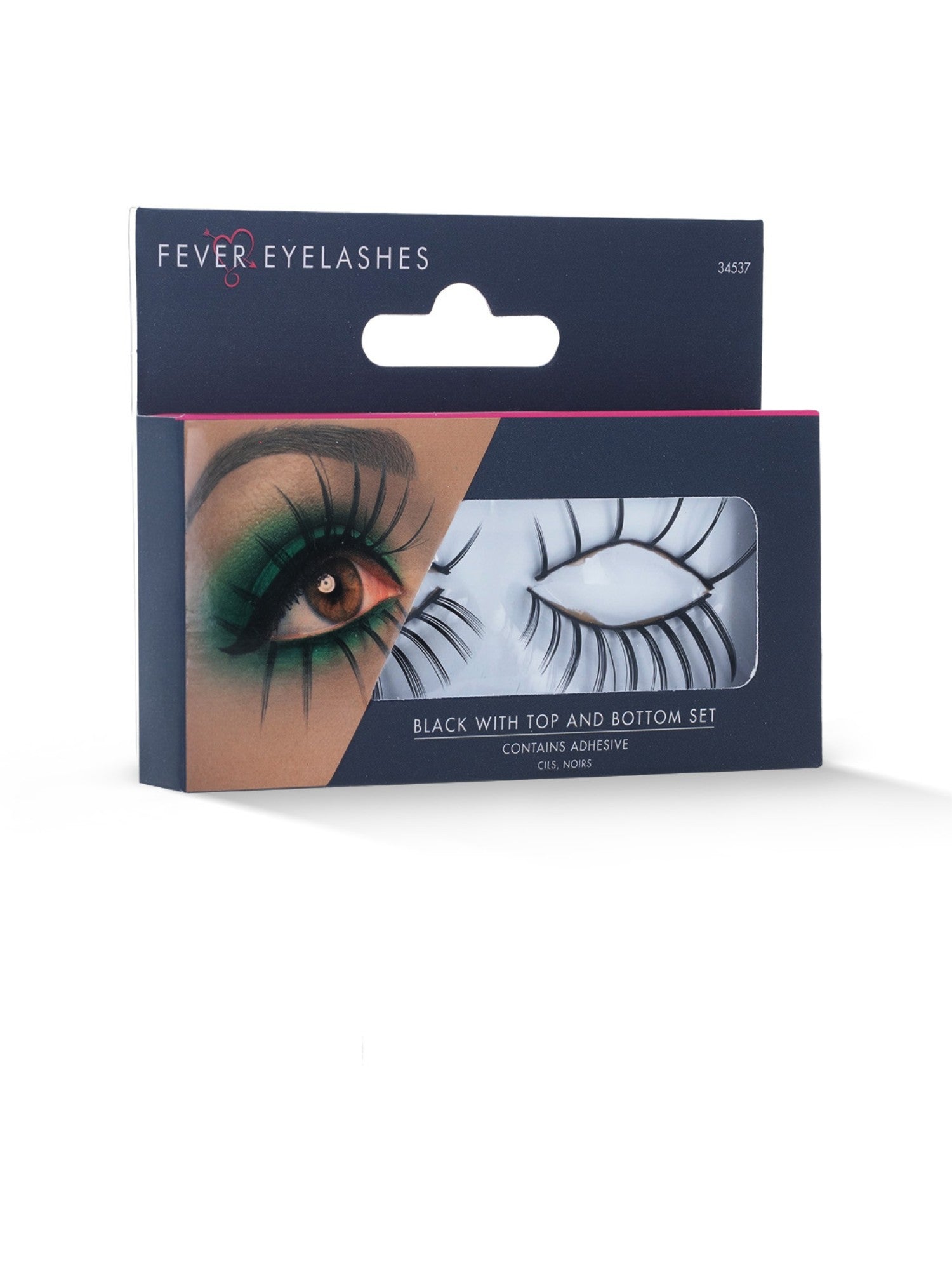 smiffys-fever-wimpern-set-lang-schwarz-ober-unten-kleber image 2