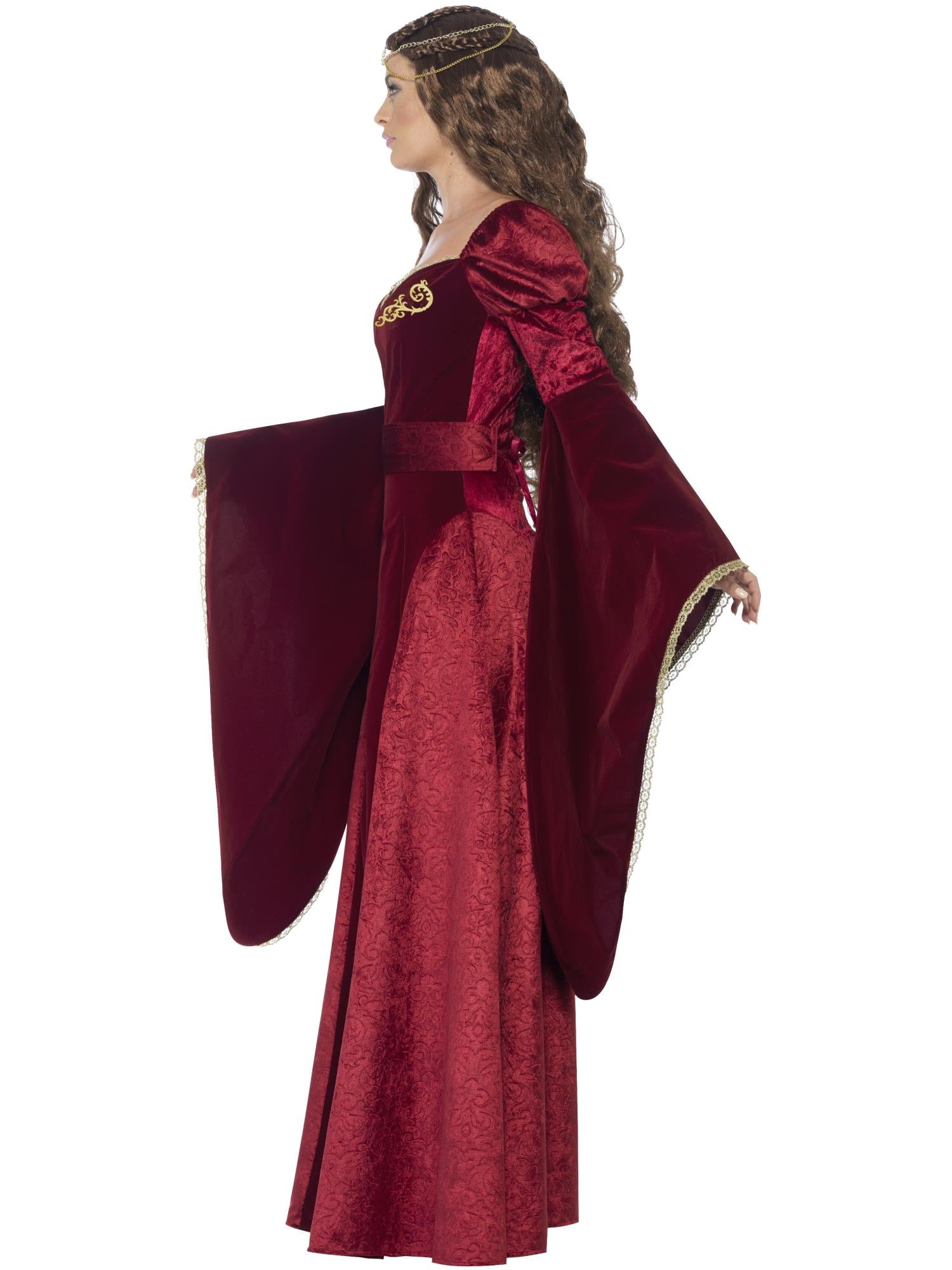 smiffys-fever-medieval-queen-deluxe-kost-m-damen-rot image 3