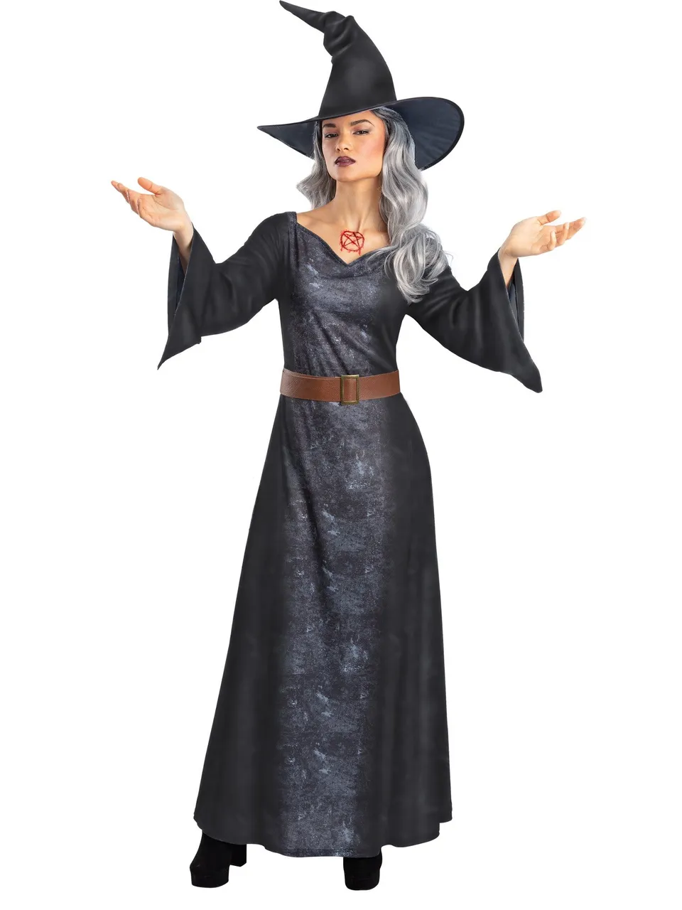 smiffys-fever-sorceress-kost-m-damen-hexe-mit-hut image 1