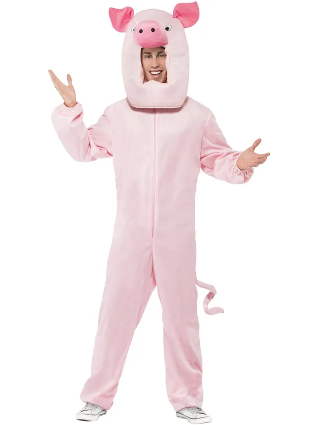 smiffys-fever-schweinekost-m-43814-rosa-overall-mit-kapuze image 1